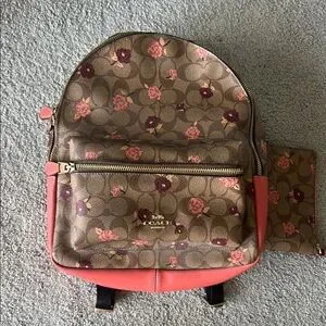 Coach Pink Floral Backpack and Wallet Coach Poppy F19284 Nylon Floral Graffiti Pink, Black & Cream  main image 3